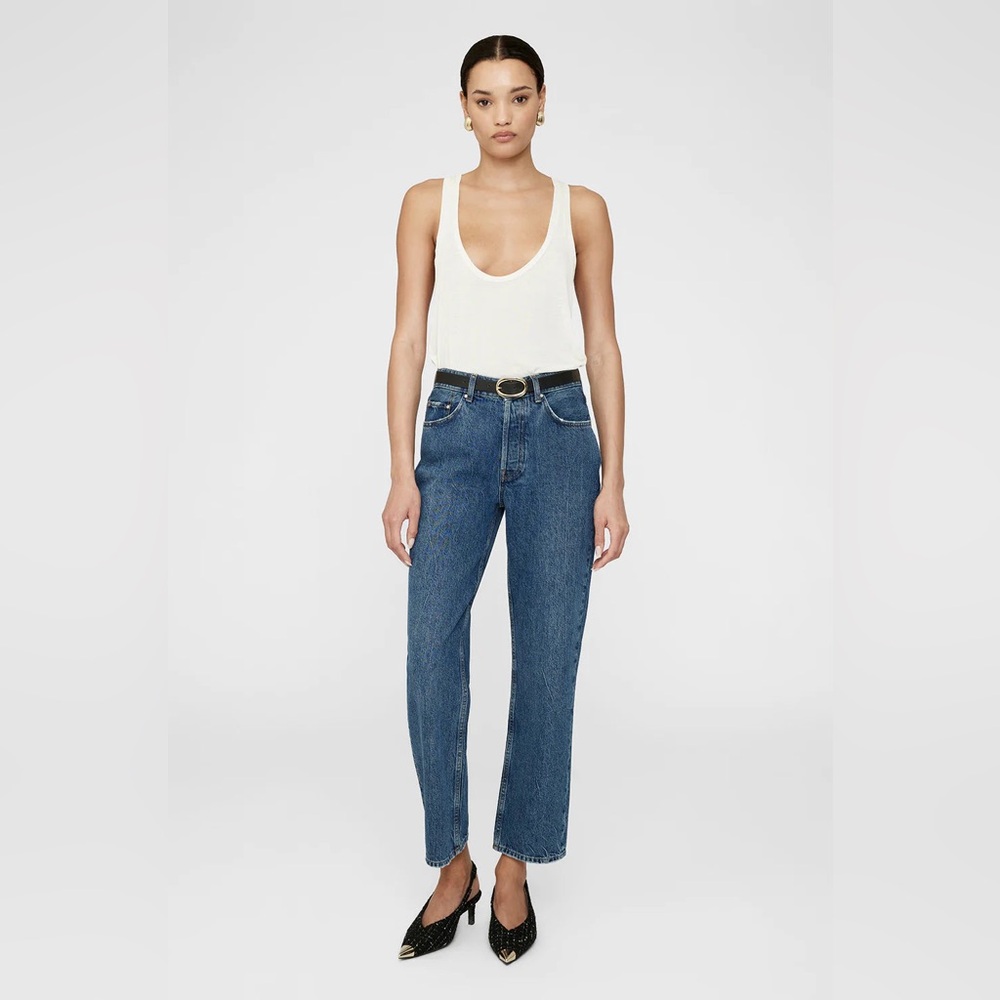 Anine Bing Jean - Mid Indigo 
High waisted, Straight Leg